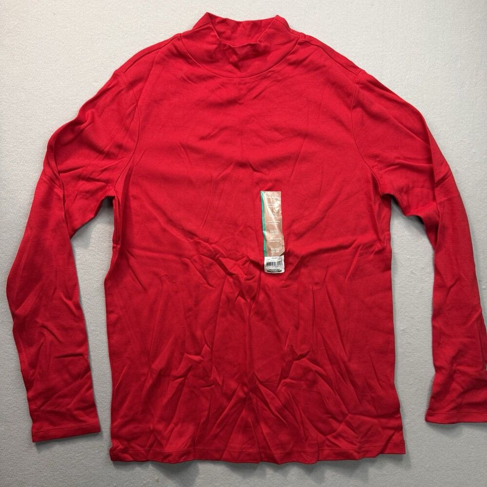 White Stag Women's XL Red Long Sleeve Mock Neck Shirt Top NWT Cotton Blend